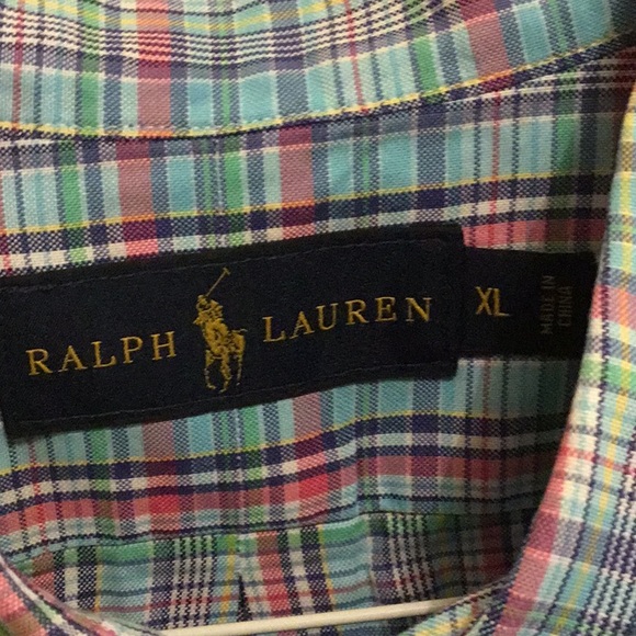 *EUC* Ralph Lauren light blue plaid button down. Size XL. - Picture 2 of 4